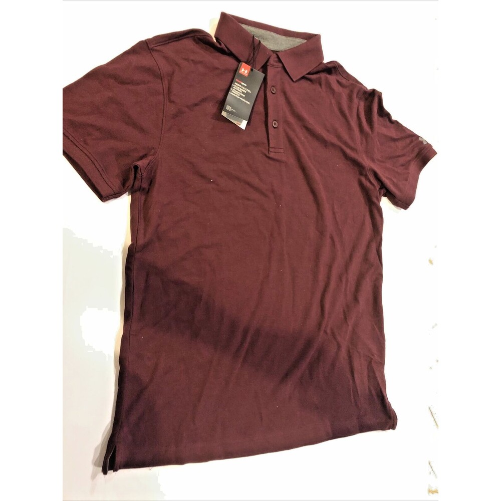 NEW Under Armour Maroon Men's collared Shirt Loose Fit  Small